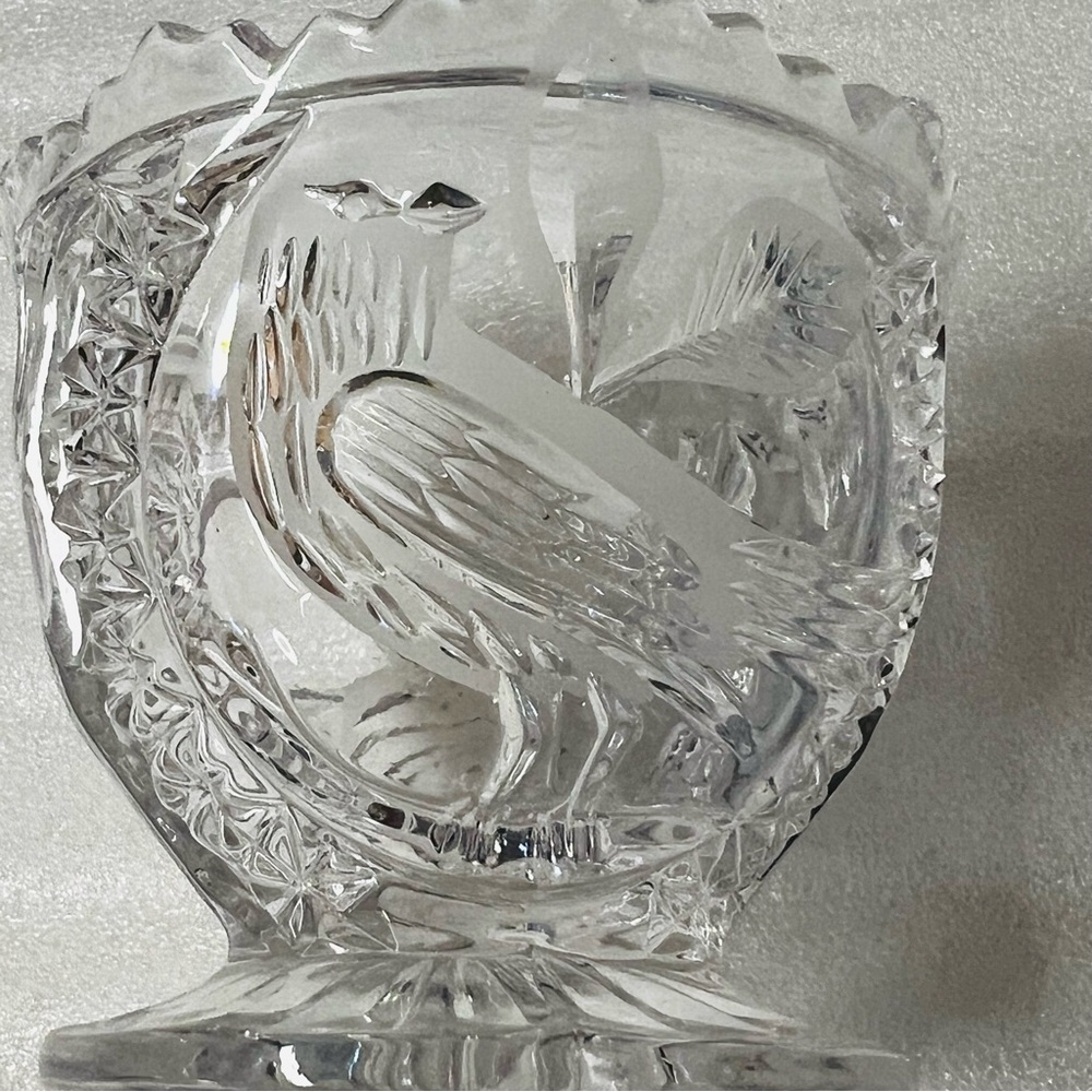 Vintage Hoffbauer Byrdes Lead Crystal Sugar and Creamer Set - Bird Motif - Picture 5 of 9